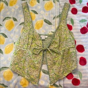 American Eagle Green Floral Crop Top